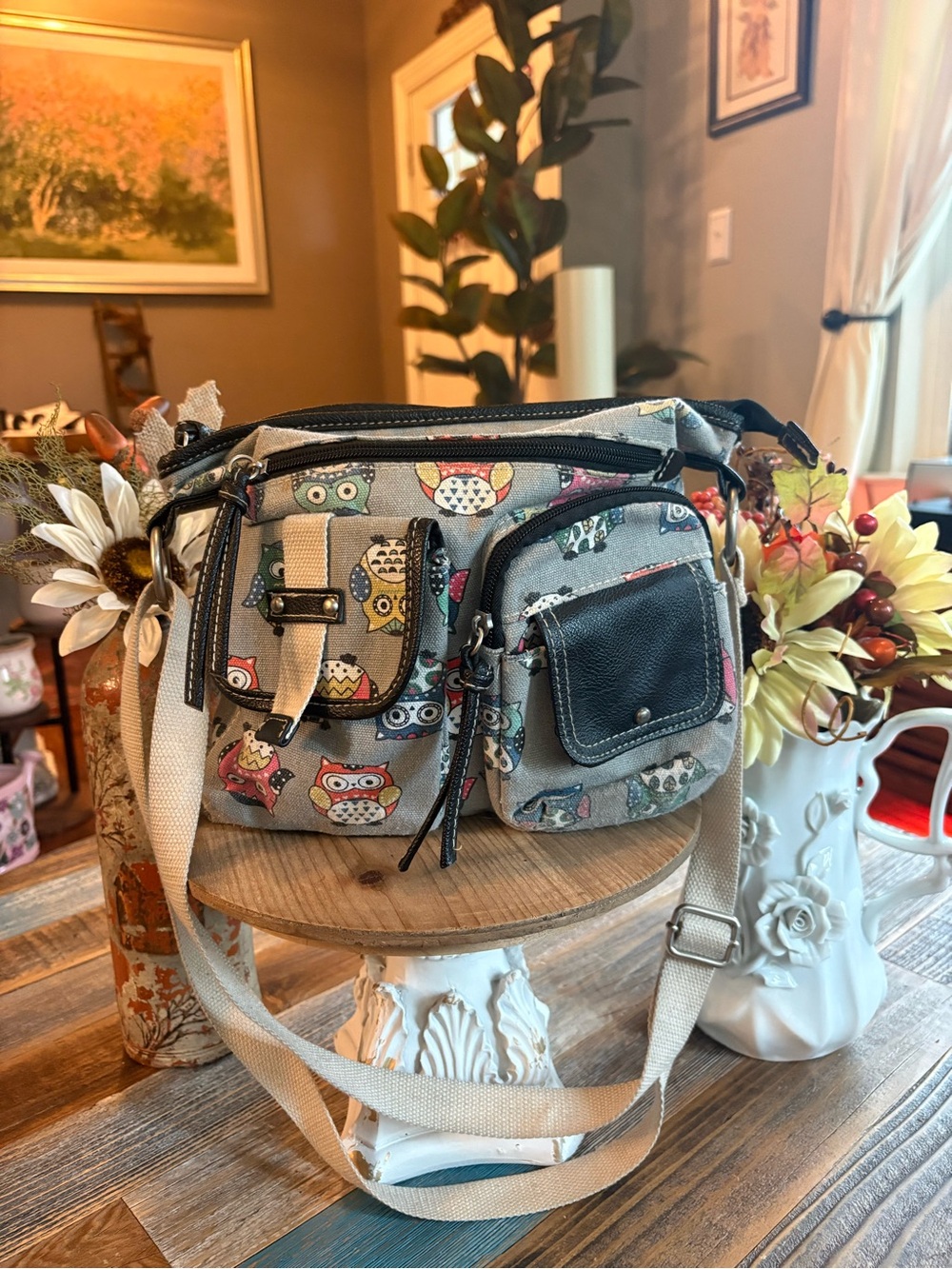 UNIONBAY Colorful Owl Print Crossbody Bag